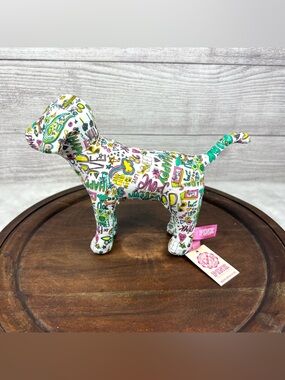 Victoria’s Secret Pink Graffiti Print Stuffed Animal Collectible Dog NWT